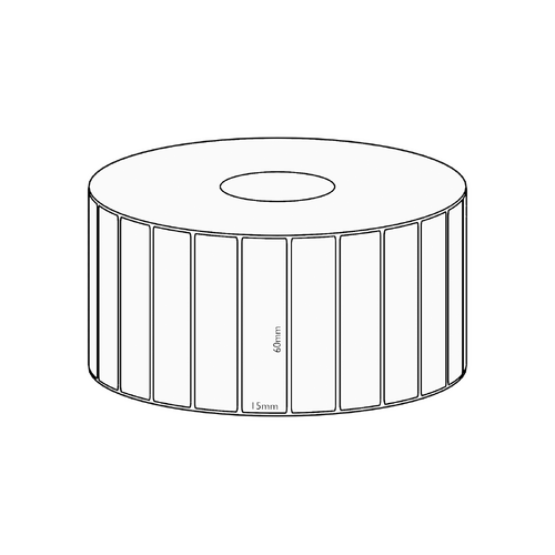 60x15mm Direct Thermal Permanent Label, 2800 per roll, 38mm core