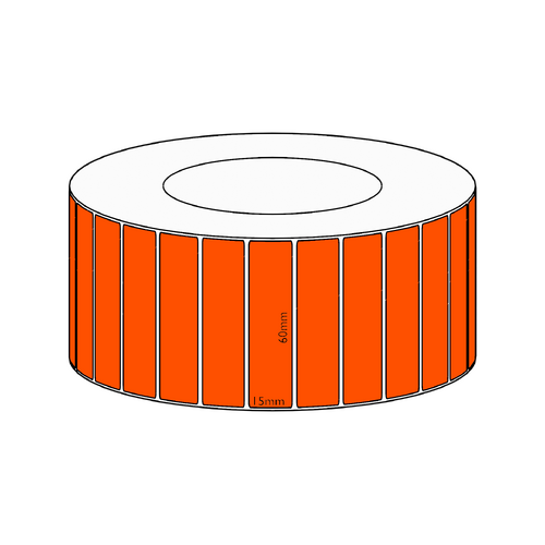 60x15mm Orange Direct Thermal Permanent Label, 8350 per roll, 76mm core