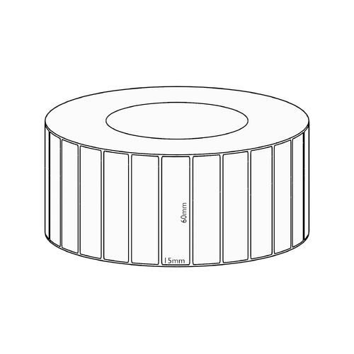 60x15mm Direct Thermal Permanent Label, 8350 per roll, 76mm core