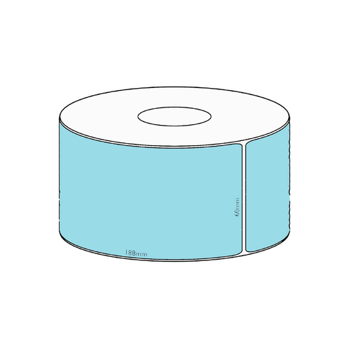 60x188mm Blue Direct Thermal Permanent Label, 250 per roll, 38mm core