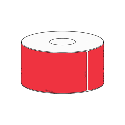 60x188mm Red Direct Thermal Permanent Label, 250 per roll, 38mm core