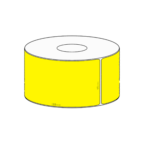 60x188mm Yellow Direct Thermal Permanent Label, 250 per roll, 38mm core