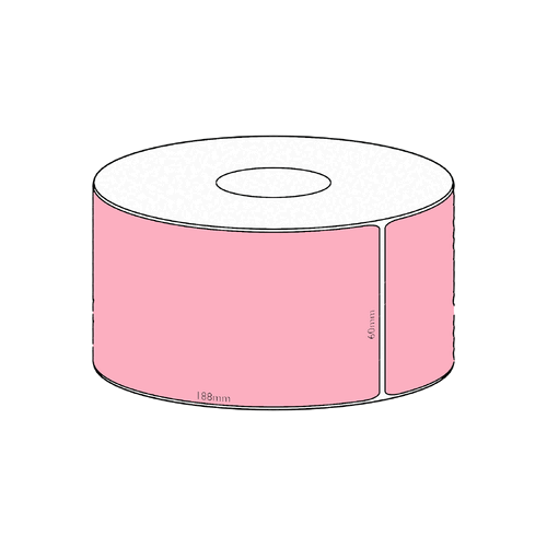 60x188mm Pink Direct Thermal Permanent Label, 800 per roll, 76mm core