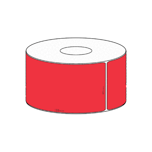 60x188mm Red Direct Thermal Permanent Label, 800 per roll, 76mm core