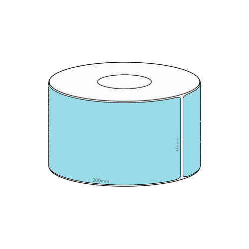 60x200mm Blue Direct Thermal Permanent Label, 250 per roll, 38mm core