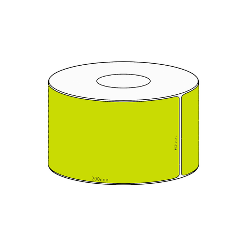 60x200mm Green Direct Thermal Permanent Label, 250 per roll, 38mm core