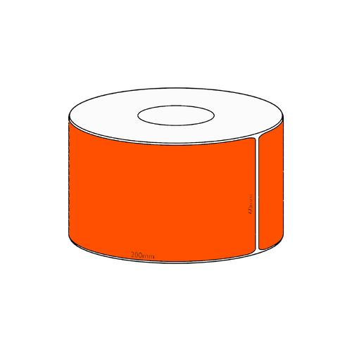 60x200mm Orange Direct Thermal Permanent Label, 250 per roll, 38mm core