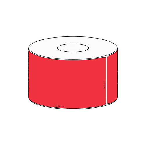 60x200mm Red Direct Thermal Permanent Label, 250 per roll, 38mm core