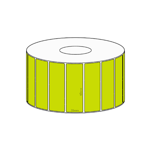 60x20mm Green Direct Thermal Permanent Label, 2150 per roll, 38mm core