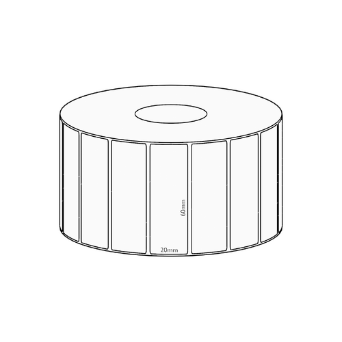 60x20mm Direct Thermal Permanent Label, 2150 per roll, 38mm core