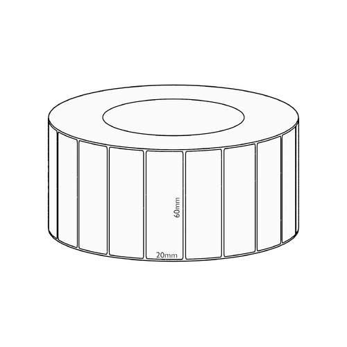 60x20mm Direct Thermal Permanent Label, 6500 per roll, 76mm core