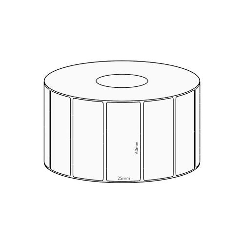 60x25mm Direct Thermal Permanent Label, 1800 per roll, 38mm core