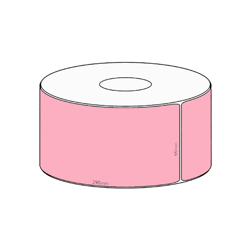 60x290mm Pink Direct Thermal Permanent Label, 150 per roll, 38mm core