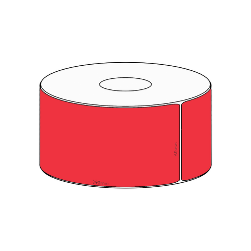 60x290mm Red Direct Thermal Permanent Label, 150 per roll, 38mm core