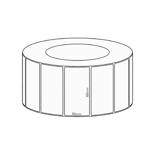 60x30mm Direct Thermal Permanent Label, 4550 per roll, 76mm core