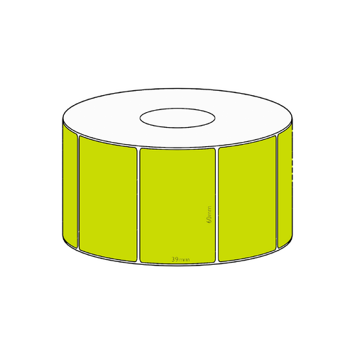 60x39mm Green Direct Thermal Permanent Label, 1200 per roll, 38mm core