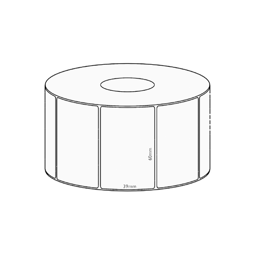 60x39mm Direct Thermal Permanent Label, 1200 per roll, 38mm core