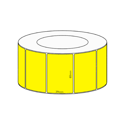 60x39mm Yellow Direct Thermal Permanent Label, 3550 per roll, 76mm core