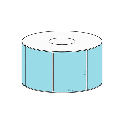 60x50mm Blue Direct Thermal Permanent Label, 950 per roll, 38mm core