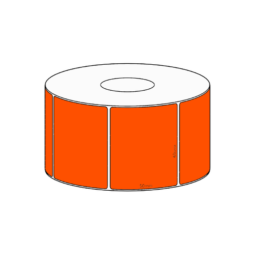 60x50mm Orange Direct Thermal Permanent Label, 950 per roll, 38mm core