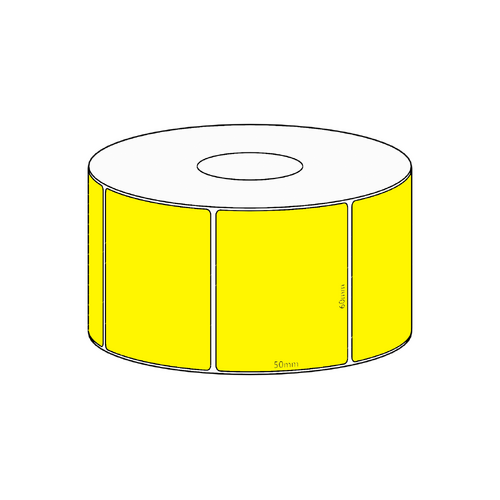 60x50mm Yellow Direct Thermal Permanent Label, 950 per roll, 38mm core