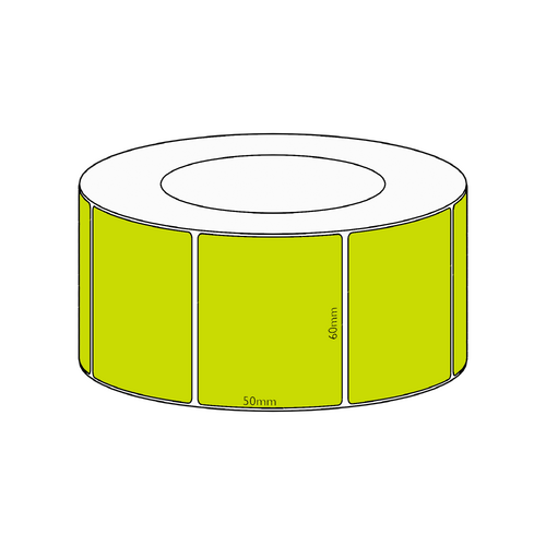 60x50mm Green Direct Thermal Permanent Label, 2850 per roll, 76mm core