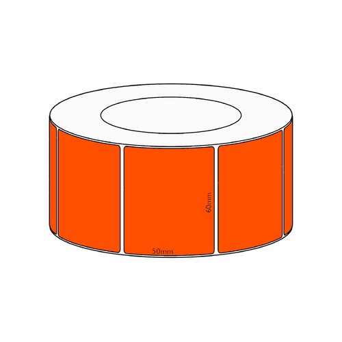 60x50mm Orange Direct Thermal Permanent Label, 2850 per roll, 76mm core