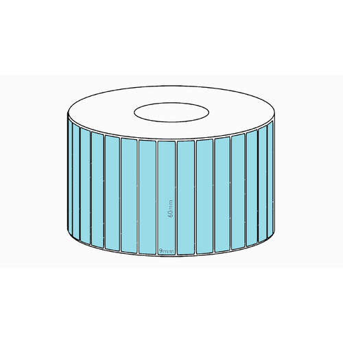 60x9mm Blue Direct Thermal Permanent Label, 4150 per roll, 38mm core