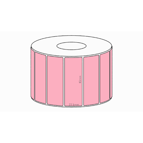 65x22.5mm Pink Direct Thermal Permanent Label, 1950 per roll, 38mm core