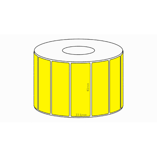 65x22.5mm Yellow Direct Thermal Permanent Label, 1950 per roll, 38mm core