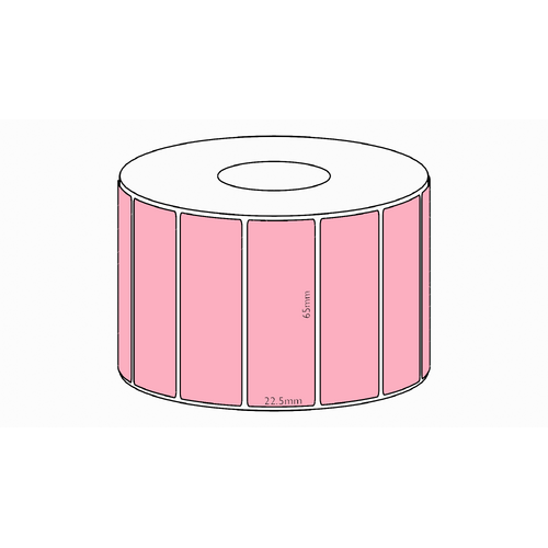 65x22.5mm Pink Direct Thermal Permanent Label, 5900 per roll, 76mm core