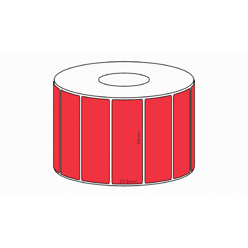 65x22.5mm Red Direct Thermal Permanent Label, 5900 per roll, 76mm core