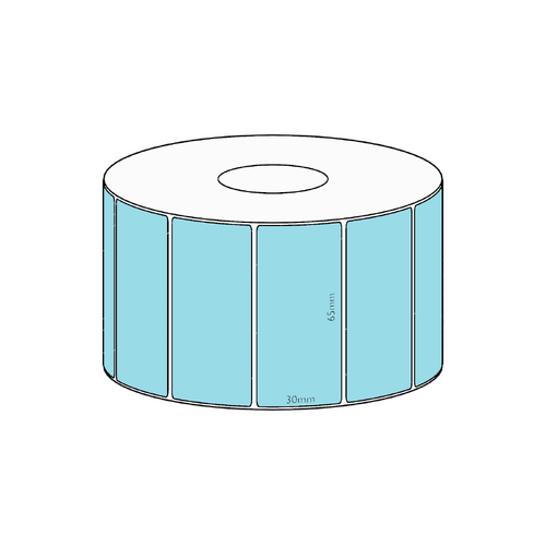 65x30mm Blue Direct Thermal Permanent Label, 1500 Per Roll, 38mm Core ...