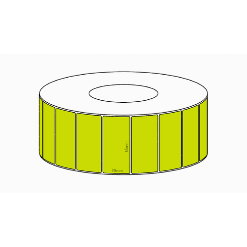 65x30mm Green Direct Thermal Permanent Label, 4550 per roll, 76mm core