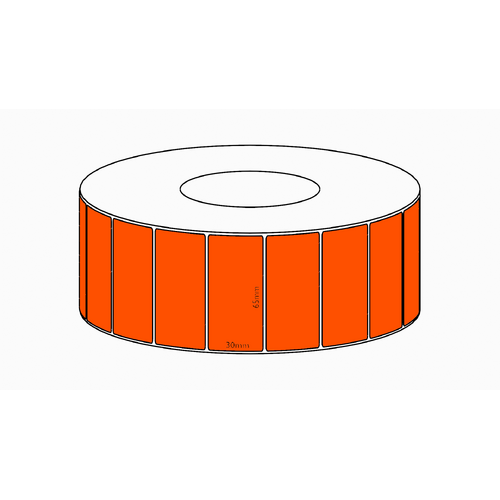 65x30mm Orange Direct Thermal Permanent Label, 4550 per roll, 76mm core