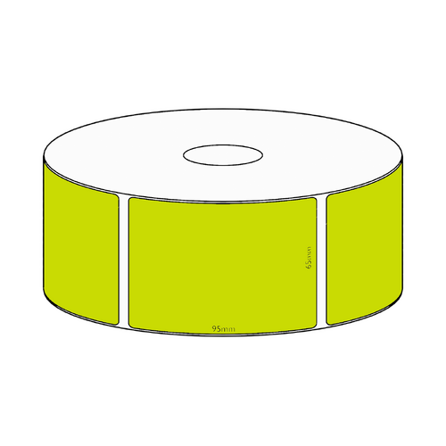 65x95mm Green Direct Thermal Permanent Label, 500 per roll, 38mm core