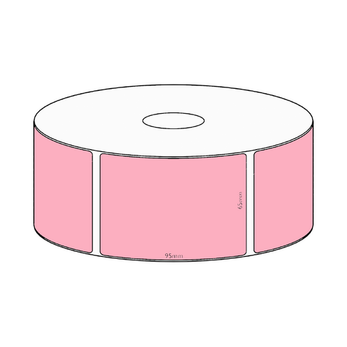 65x95mm Pink Direct Thermal Permanent Label, 500 per roll, 38mm core