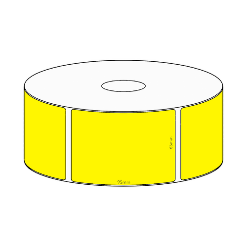 65x95mm Yellow Direct Thermal Permanent Label, 500 per roll, 38mm core