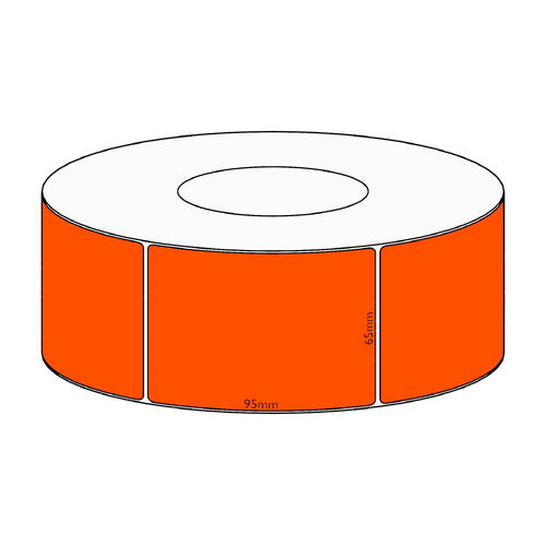 65x95mm Orange Direct Thermal Permanent Label, 1550 per roll, 76mm core