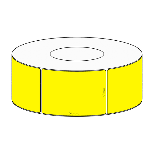 65x95mm Yellow Direct Thermal Permanent Label, 1550 per roll, 76mm core