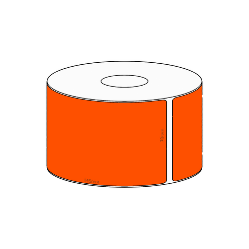 70x145mm Orange Direct Thermal Permanent Label, 350 per roll, 38mm core