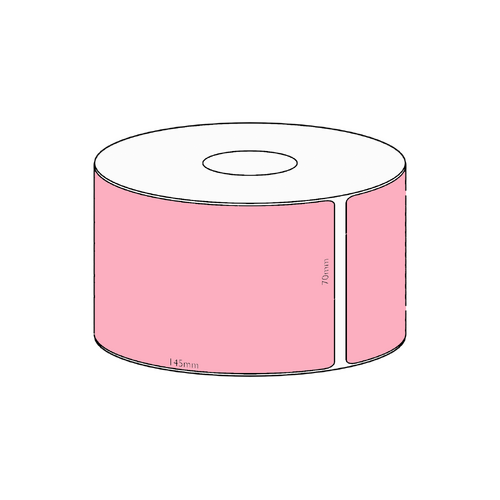 70x145mm Pink Direct Thermal Permanent Label, 350 per roll, 38mm core