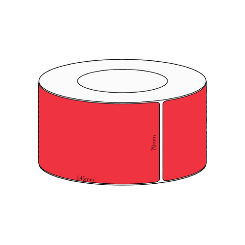 70x145mm Red Direct Thermal Permanent Label, 1000 per roll, 76mm core