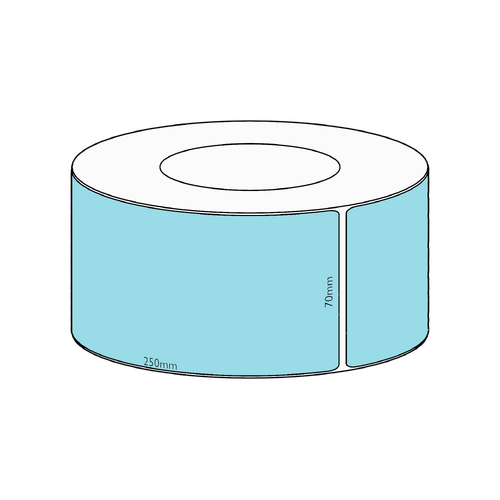 70x250mm Blue Direct Thermal Permanent Label, 600 per roll, 76mm core