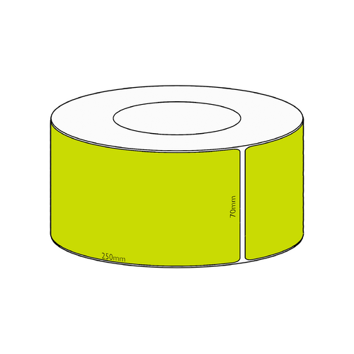 70x250mm Green Direct Thermal Permanent Label, 600 per roll, 76mm core