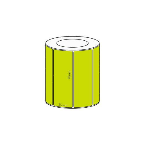 70x25mm Green Direct Thermal Permanent Label, 1800 per roll, 38mm core