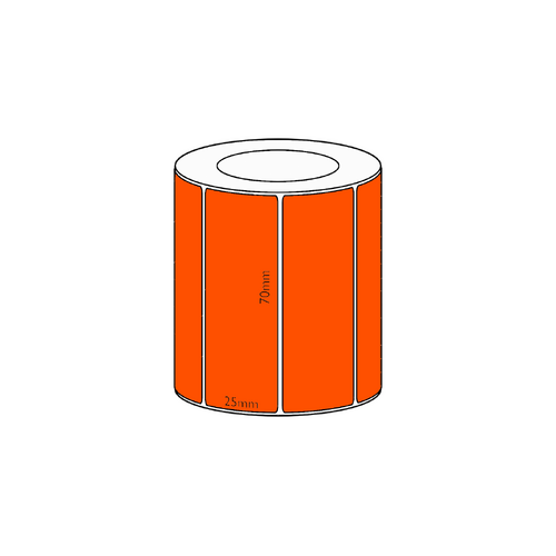 70x25mm Orange Direct Thermal Permanent Label, 1800 per roll, 38mm core