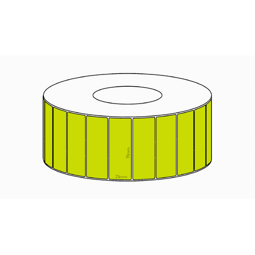 70x25mm Green Direct Thermal Permanent Label, 5350 per roll, 76mm core