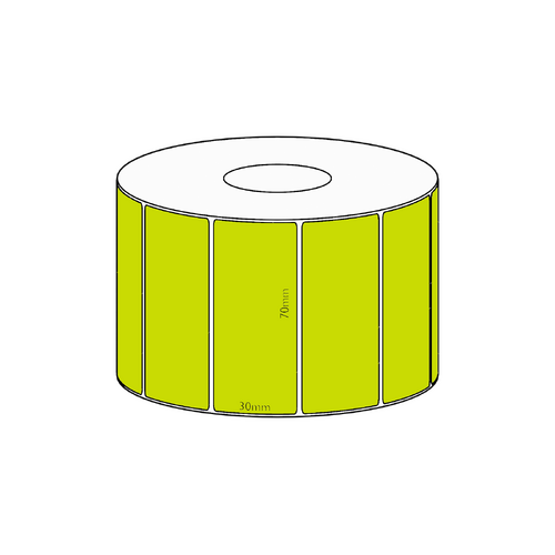 70x30mm Green Direct Thermal Permanent Label, 1500 per roll, 38mm core