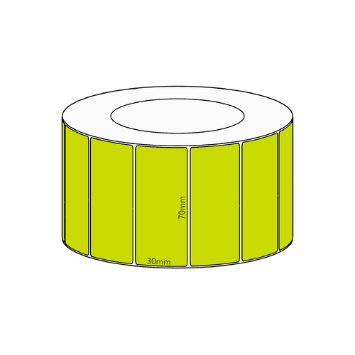 70x30mm Green Direct Thermal Permanent Label, 4550 per roll, 76mm core